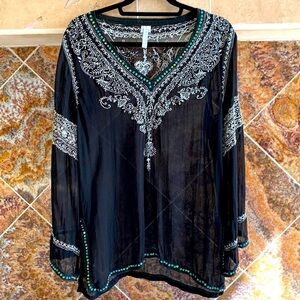 Graham Kandiah Kaftan Style Tunic Swimsuit Cover Up 100% Silk Size Small